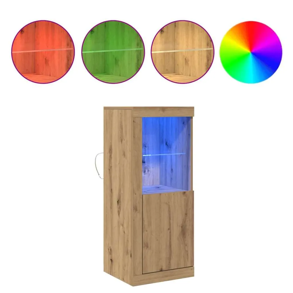 vidaXL LED Sideboard Bruin 41 x 37 x 100 cm Bewerkt hout, foto 3