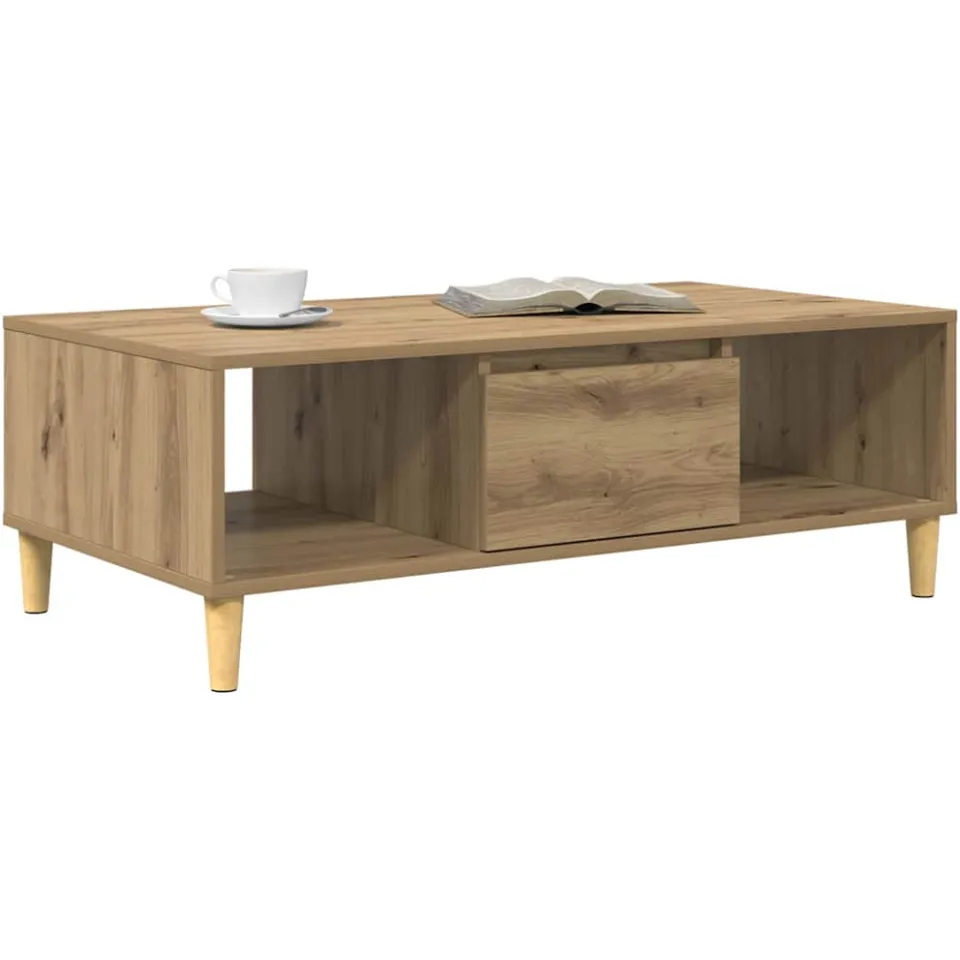 vidaXL Salontafel Artisan Eiken 102 x 55 x 35 cm Bewerkt hout Bruin