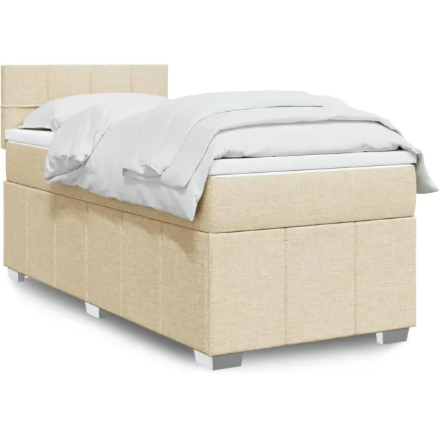 vidaXL Boxspring met matras stof crèmekleurig 80x200 cm