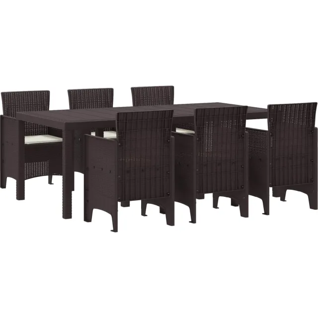 vidaXL Tuin eettafelset 7 st Bruin Polypropyleen