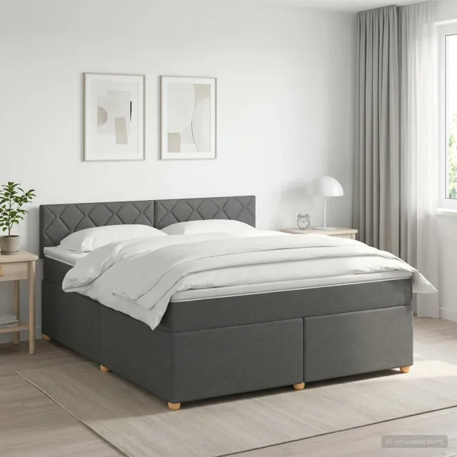 vidaXL Boxspringbed met matras Donkergrijs 180 x 200 cm Stof
