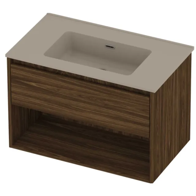 Proline Tribute Badmeubelset Porselein Elegant Schap 80x46x54 cm Mat Crème Cotton Cabana Oak Eiken