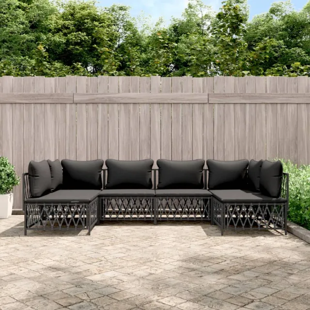 vidaXL 6-delige Loungeset met kussens staal antracietkleurig, foto 2