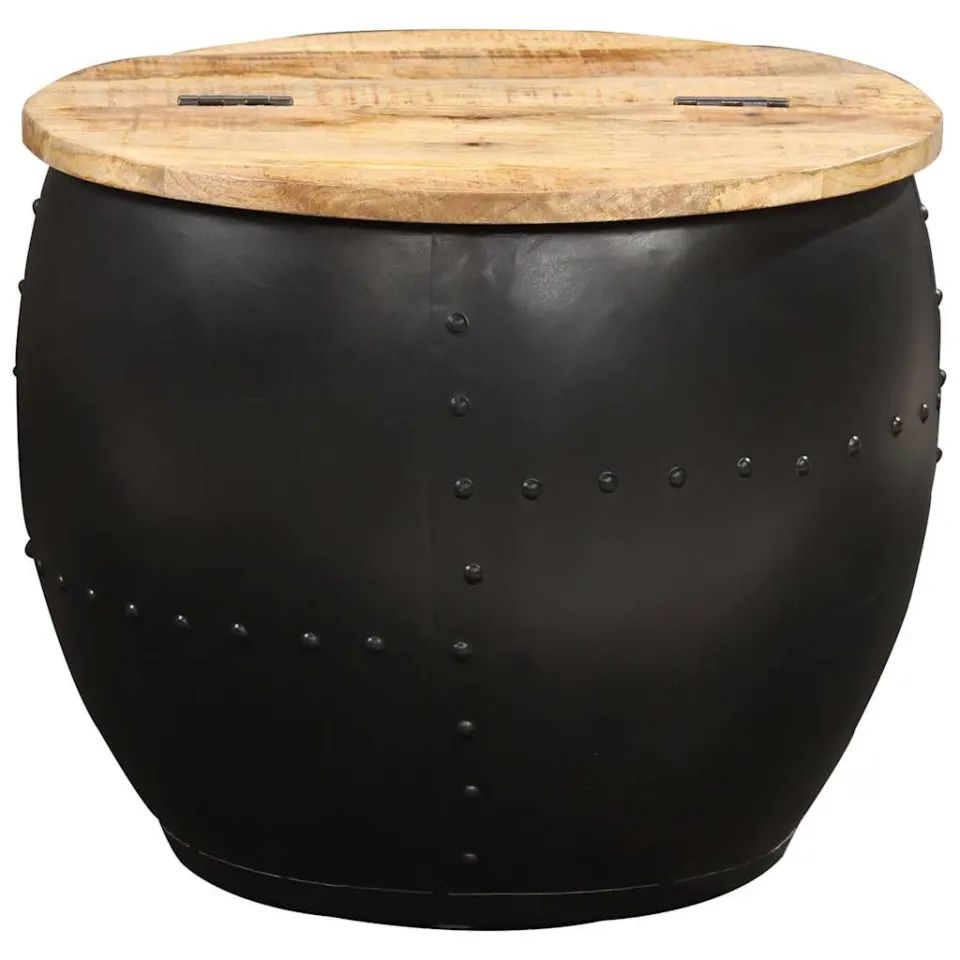 vidaXL Salontafel rond 53x43 cm massief mangohout bruin, foto 2