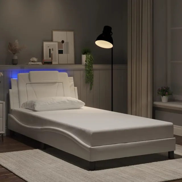 vidaXL Bedframe "Viana" met LED zonder matras wit 100x200 cm