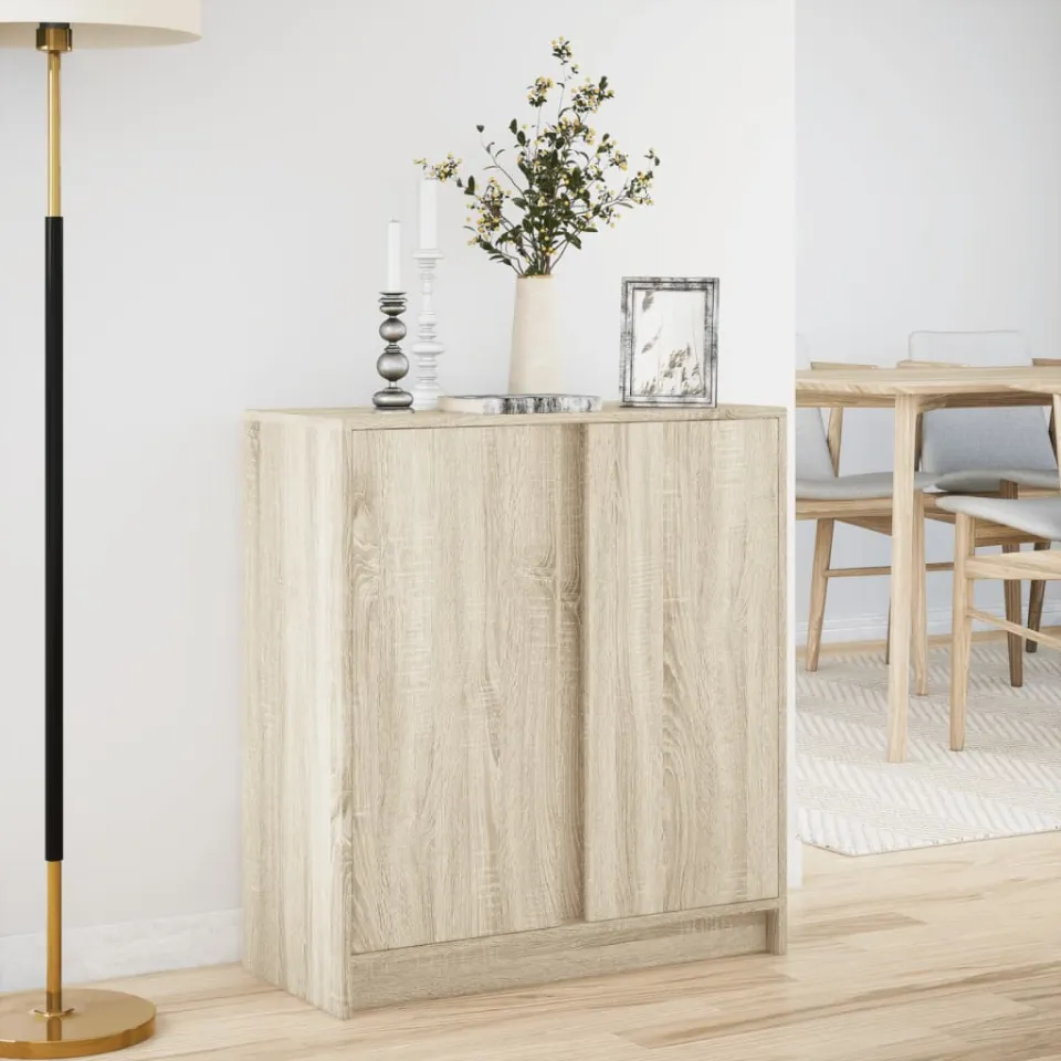 vidaXL Dressoir met LED 77x34x85 cm bewerkt hout sonoma eikenkleurig, foto 2