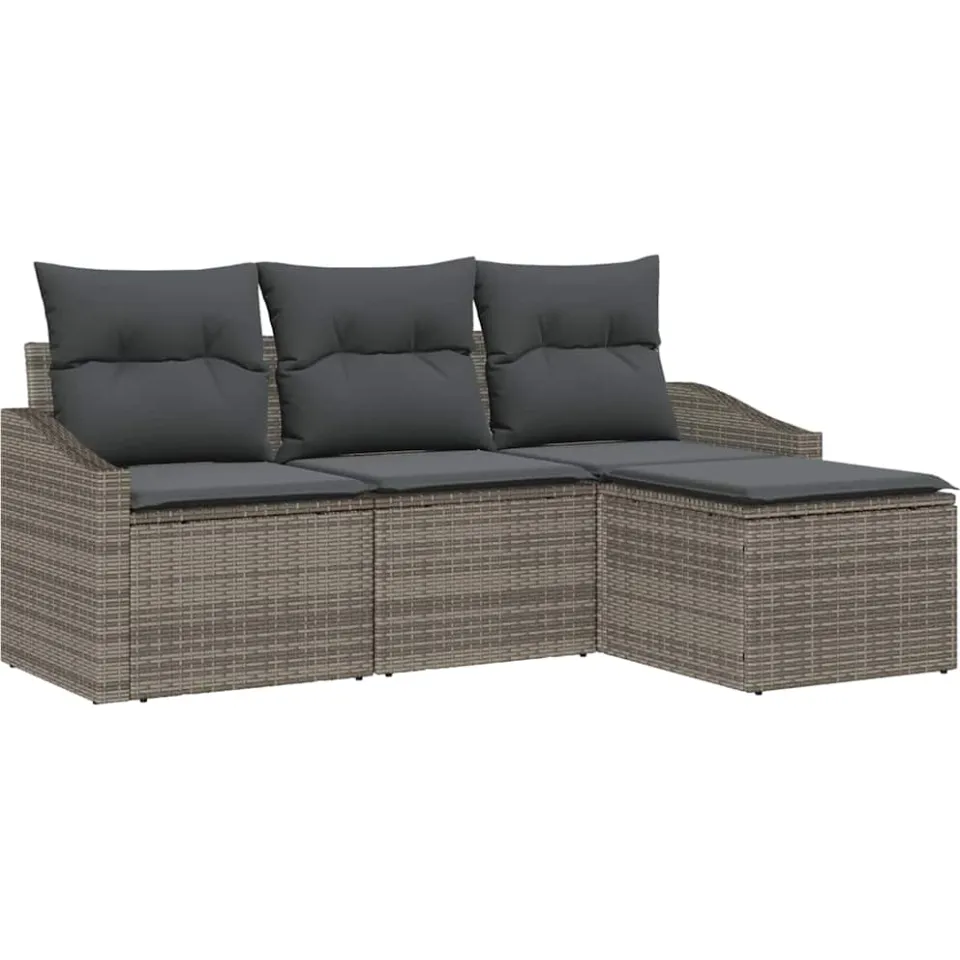 vidaXL Bankstel 4 st Grijs poly rattan