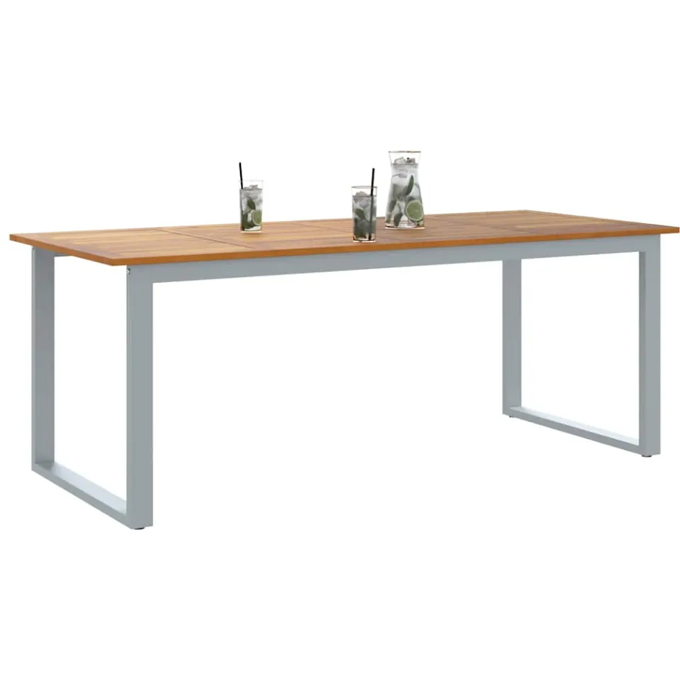 vidaXL Tuinstafel Grijs 200 x 90 x 75 cm Massief Acaciahout