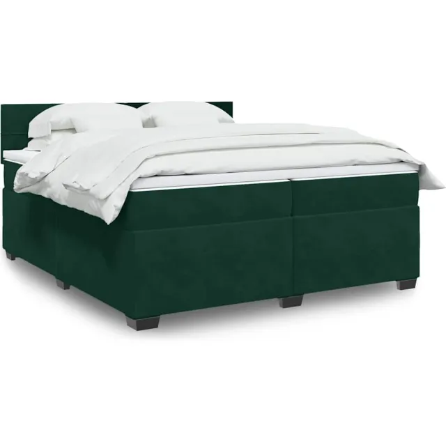 vidaXL Boxspring met matras fluweel donkergroen 200x200 cm groen