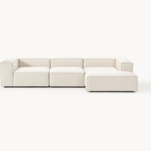 Westwing Collection Modulaire hoekbank Lennon van linnenmix (4-zits) beige