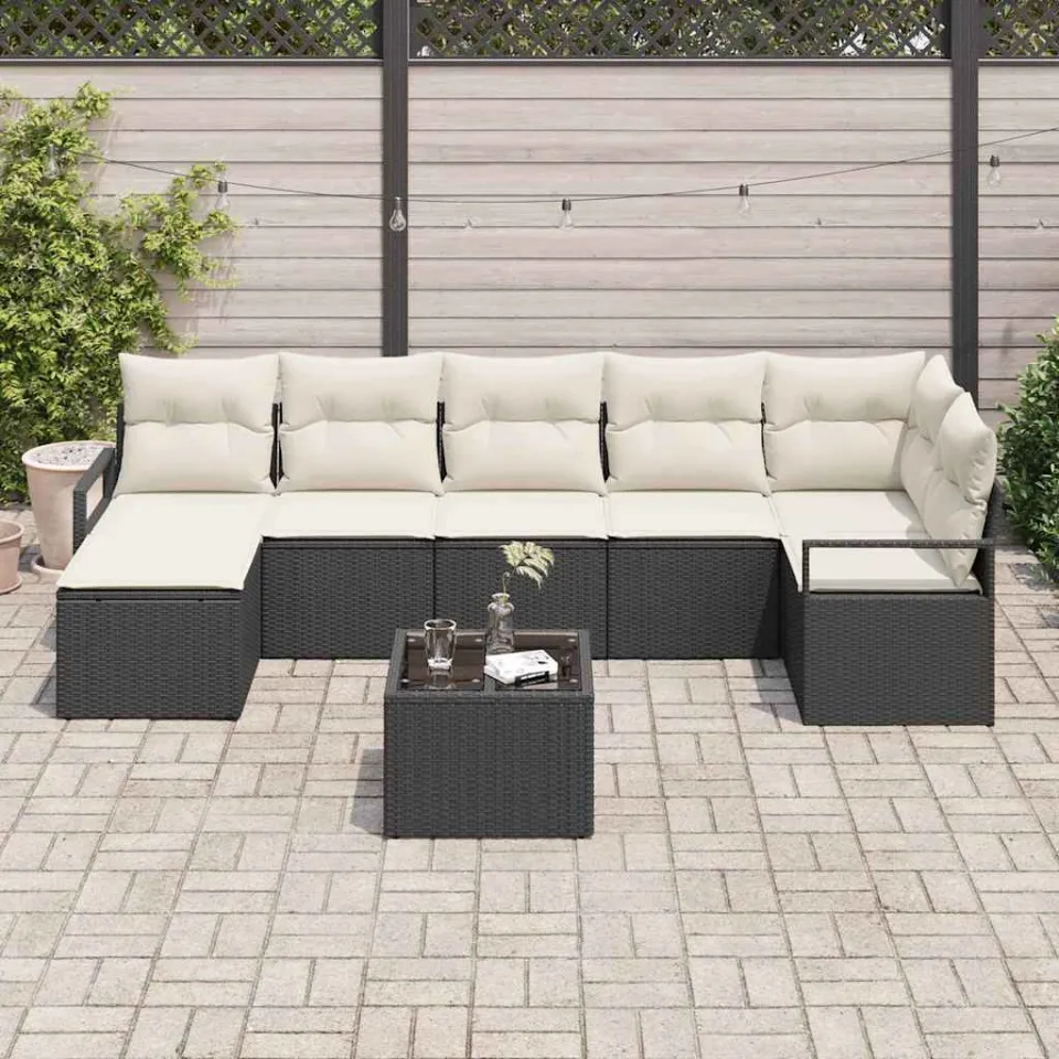 vidaXL Bankstel 8 st Zwart poly rattan, foto 3