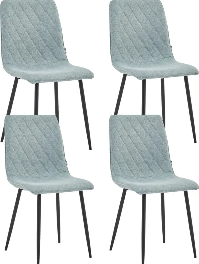 Colenis Elise Eetkamerstoel - Set Van 4 - Turquoise - Linnen Stof- Industrieel