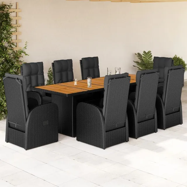 vidaXL 9-delige Tuinset poly rattan zwart, foto 2