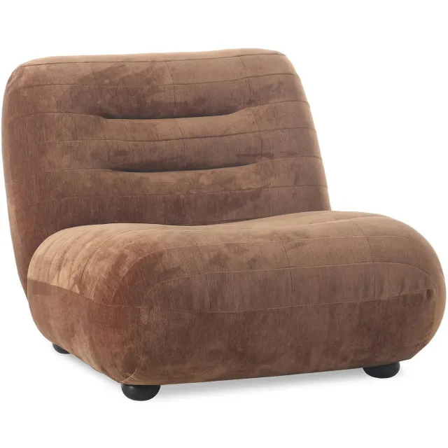 Dutchbone Wyatt Fauteuil Velours Cognac Bruin