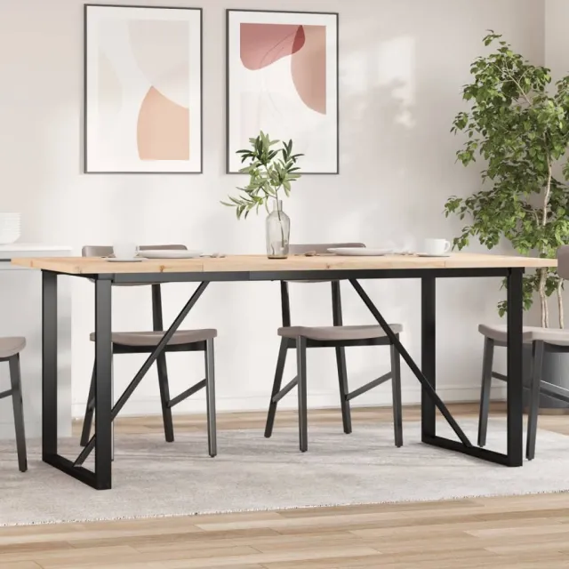 vidaXL Eettafel O-frame 180x90x75,5 cm massief grenenhout en staal Bruin
