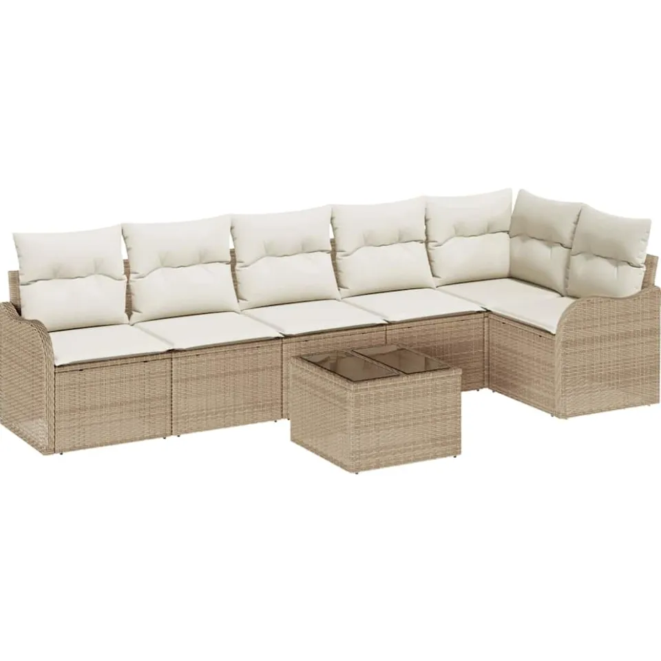 vidaXL Tuin Sofa Set 7 st Bruin poly rattan Beige
