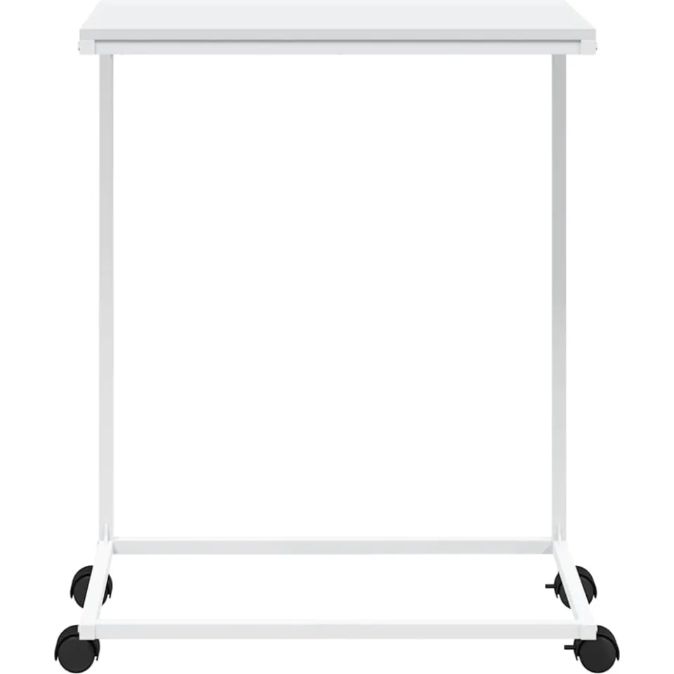 vidaXL Bijzettafel met wieltjes 55x35x70 cm bewerkt hout wit, foto 4