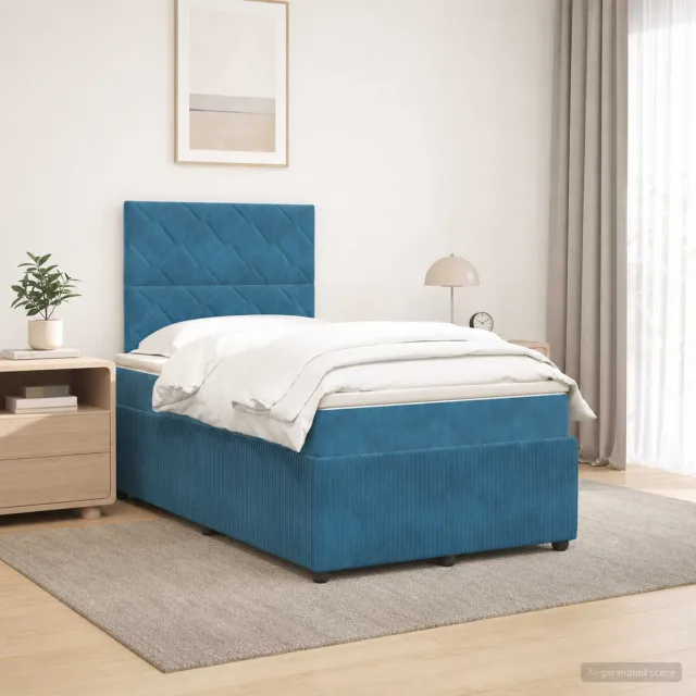vidaXL Boxspringbed met matras Blauw 120 x 200 cm Fluweel