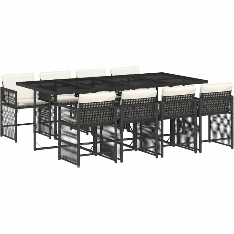 vidaXL 9-delige Tuinset poly rattan zwart, foto 3