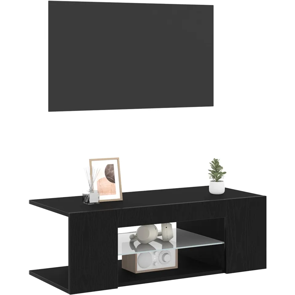 vidaXL TV-kast 90 x 39 x 30 cm Zwart Eiken Bewerkt hout