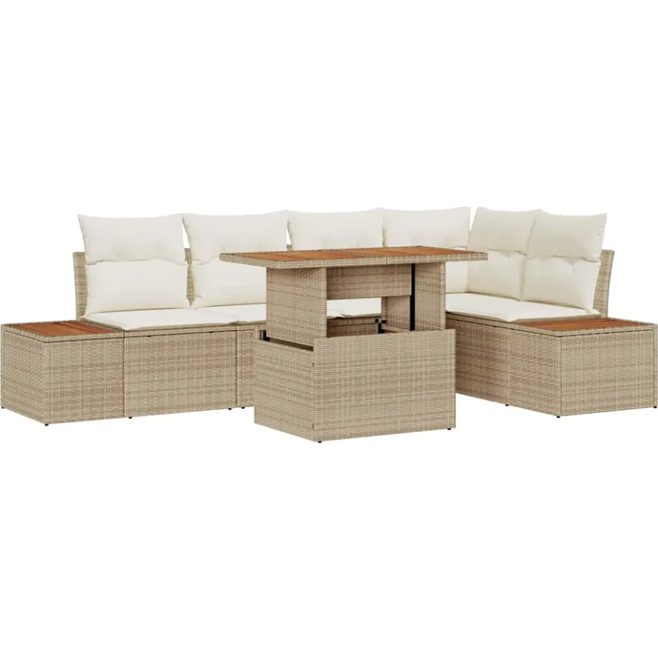 vidaXL Tuin Sofa Set 6 st Beige Poly riet