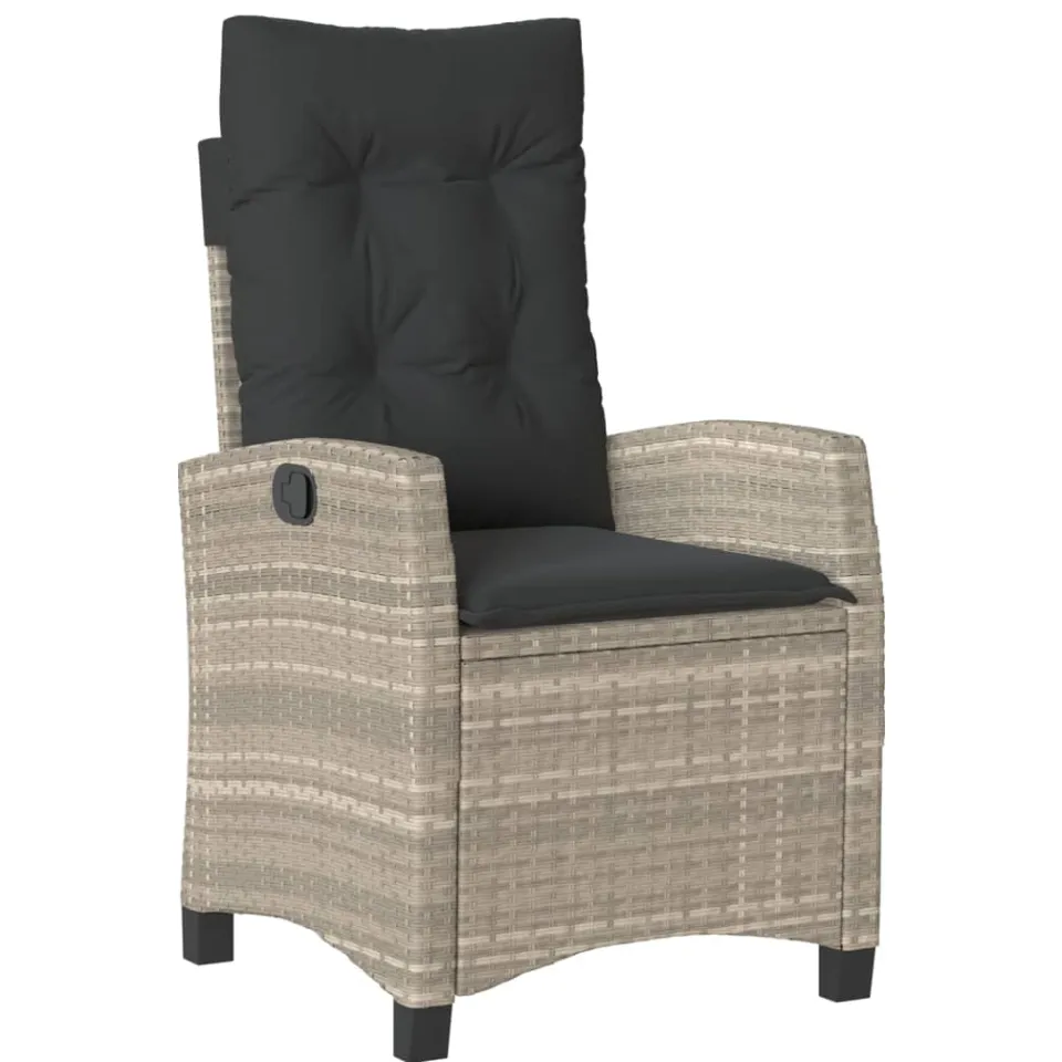 vidaXL 3-delige Bistroset met kussens poly rattan lichtgrijs grijs, foto 3