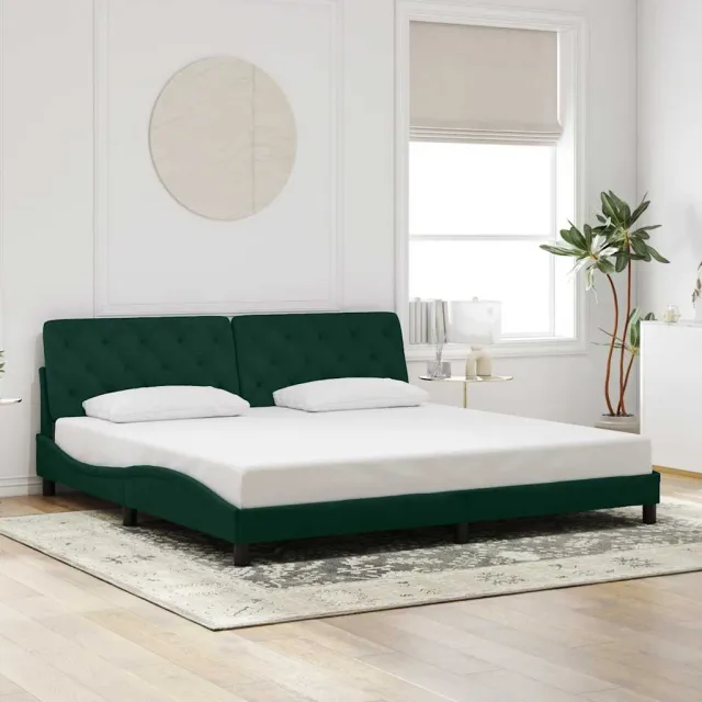 vidaXL Bedframe zonder matras 200x200 cm fluweel donkergroen groen