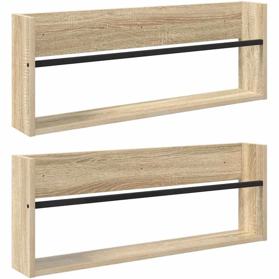 vidaXL Tijdschrift Rek 2 st Sonoma Eiken 80 x 12 x 30 cm Bewerkt hout, foto 3
