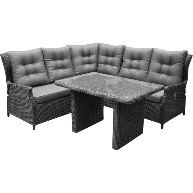 premium collection Ibiza premium dining loungeset 4-delig antraciet vlechtwerk