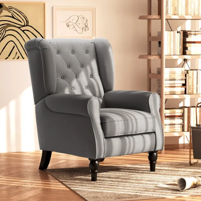 CHICFURN Fauteuil - Zacht gepolsterde zitting - Hoge rugleuning - Donkergrijs