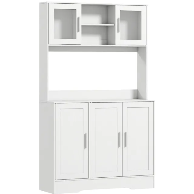 ZYLARO Keukenonderkast - Scandinavisch Design - 4 Kasten - Verstelbare Planken - Glazen Deuren - Open Oppervlak - Spaanplaat En MDF - Wit