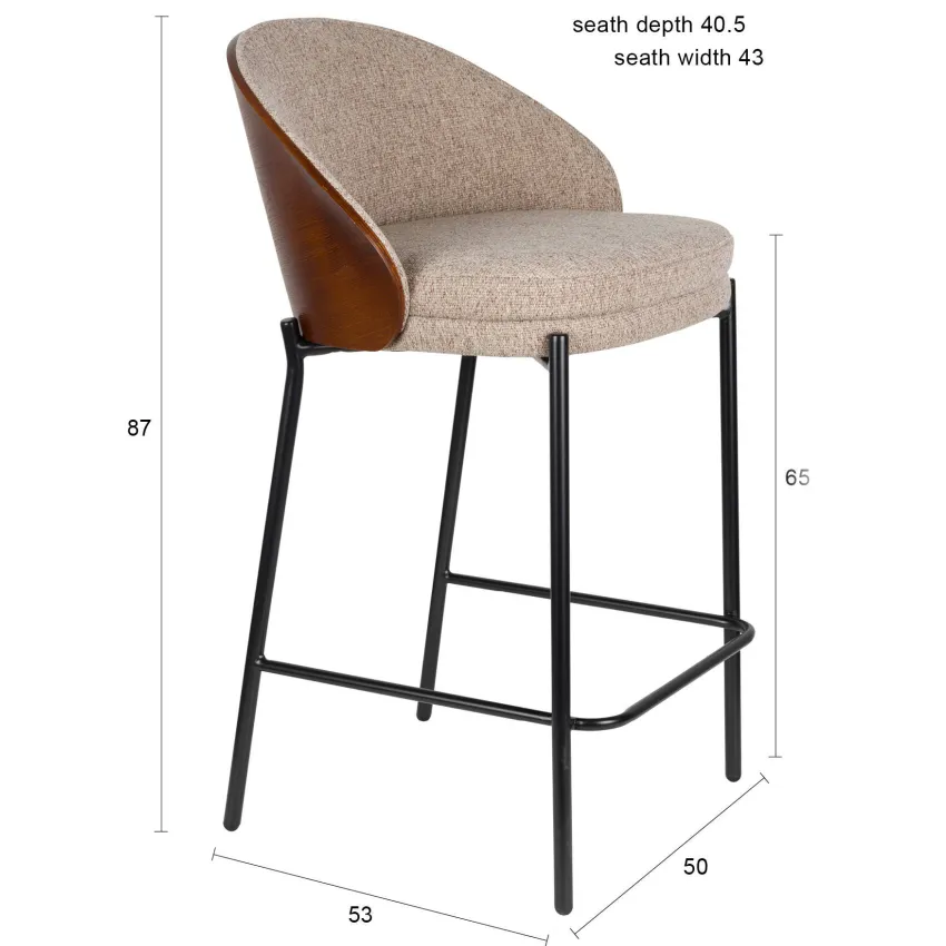 Dutchbone Rodin barkruk beige, foto 4
