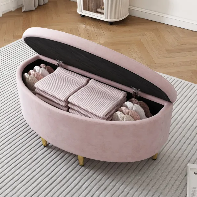 STILVORA Opbergbank - Fluwelen Zitting Met Opbergruimte - Voor Hal Woonkamer En Slaapkamer - Fluweel Roze - 90x40x42 Cm