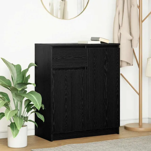 vidaXL Dressoir met lade 71x35x84 cm spaanplaat zwart eikenkleurig