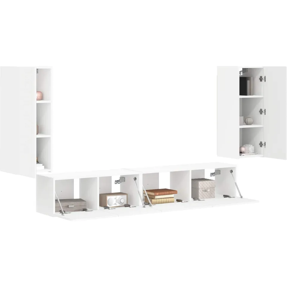 vidaXL Tv-meubelset 4 st Wit Bewerkt hout