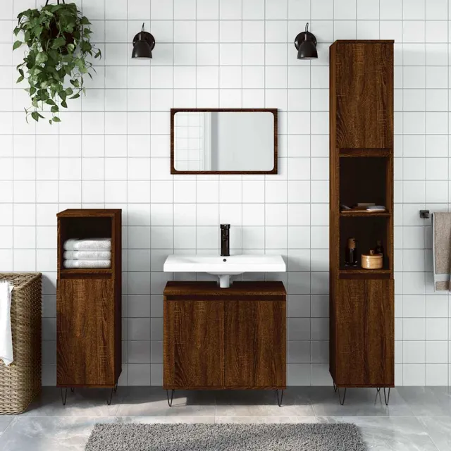 vidaXL Badkamerkast 58x33x60 cm bewerkt hout bruin eikenkleur