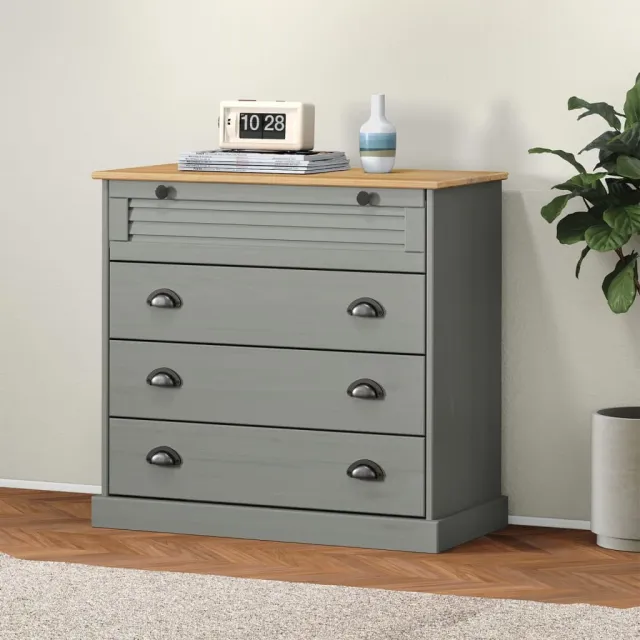 vidaXL Ladekast VIGO 80x40x76 cm massief grenenhout grijs