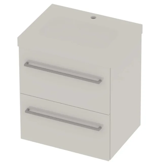 Basic-Line Moby 46 Badmeubelset Polystone 1 Kraangat Voor Grepen 60x46x66 cm Ice White Mat Wit