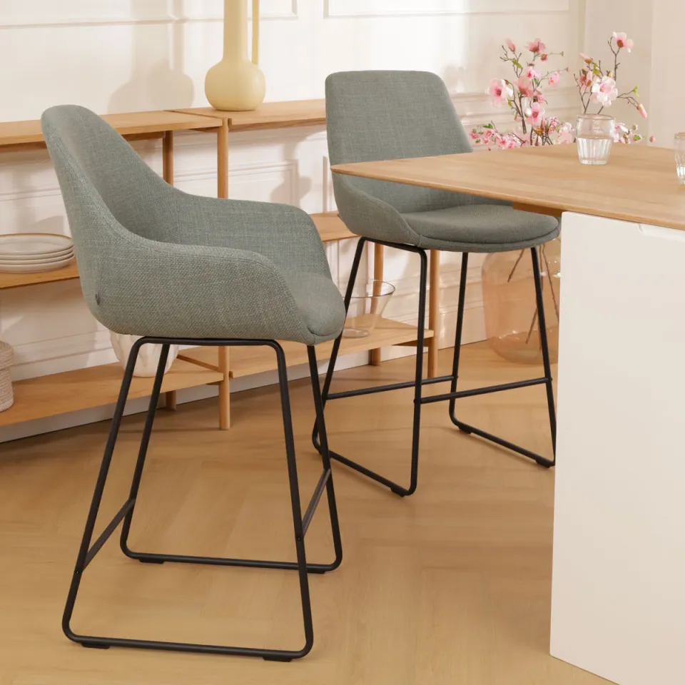 Nolon Nino-Mae barkruk saliegroen - zwart onderstel - 65 cm, foto 2