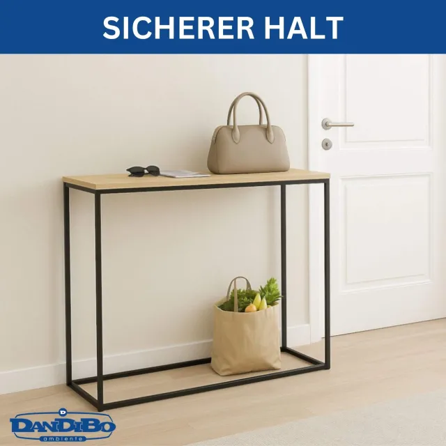‎DanDiBo DanDiBo Consoletafel smal - Zwart metaal met eikenlook - 100 cm
