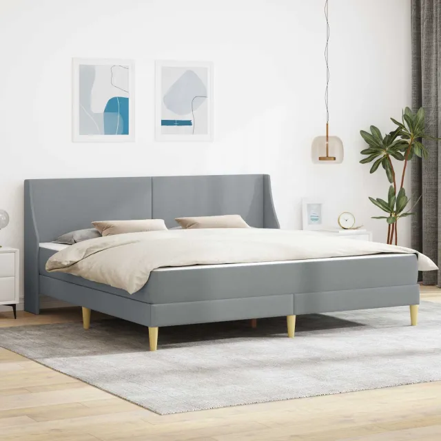 vidaXL Bedframe met matras Lichtgrijs 180 x 200 cm Polyester