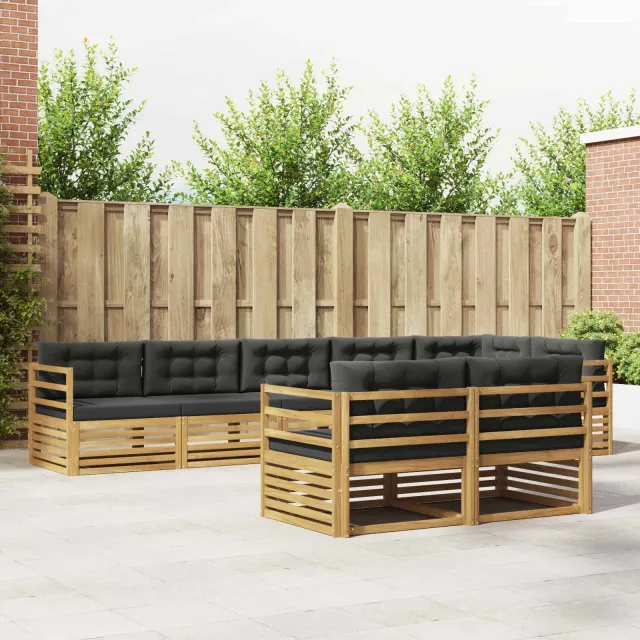 vidaXL Buiten bankenset 8 st 8-zits Wit en antracietkleurig Polyester