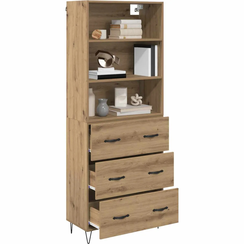 vidaXL Hoge kast 2 st Artisan Eiken 69,5 x 34 x 180 cm Bruin