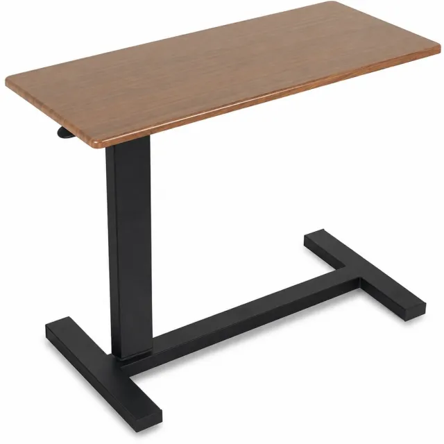 Brandistry Laptoptafel - Laptoptafel op wielen - Laptop Bureau - Bedtafel - In Hoogte Verstelbaar - 80x40cm - Slimme C Vorm Zwart met eikenkleur