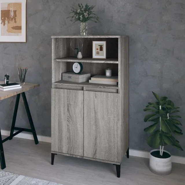 vidaXL Hoge kast Grijs Sonoma 60 x 36 x 110 cm Bewerkt hout, foto 2