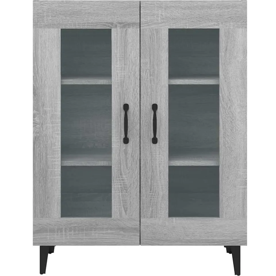 vidaXL Dressoir 69,5x34x90 cm bewerkt hout grijs sonoma eikenkleurig, foto 4