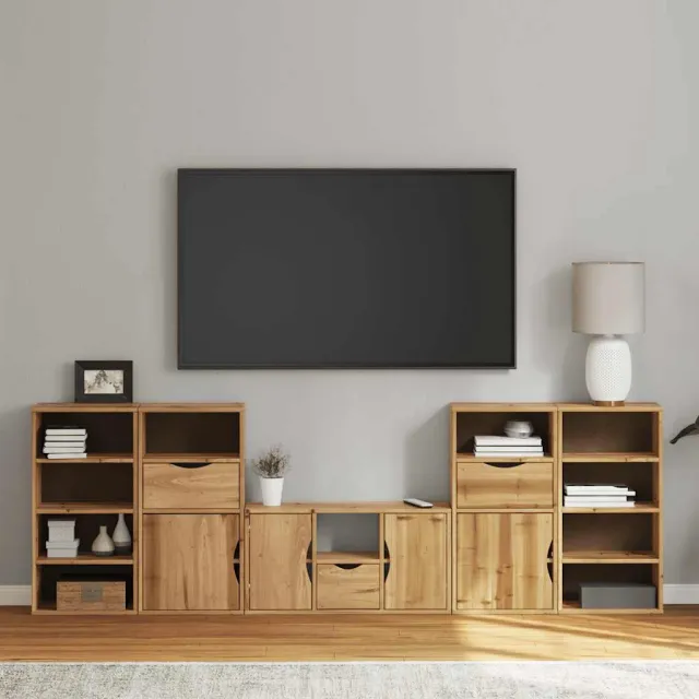 vidaXL 5-delige tv-meubels met opbergruimte ODDA massief grenenhout bruin, foto 2