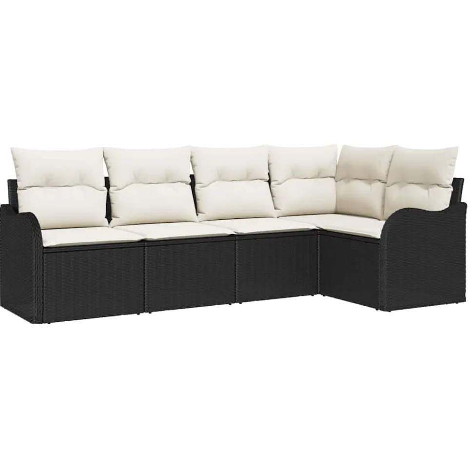 vidaXL Tuin Sofa Set 5 st Zwart poly rattan