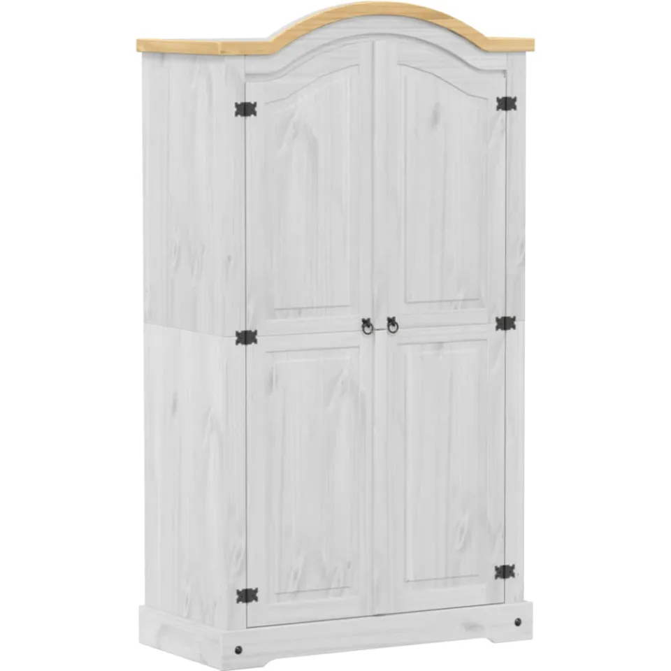 vidaXL Kledingkast Corona wit 102x52x186 cm massief grenenhout, foto 3