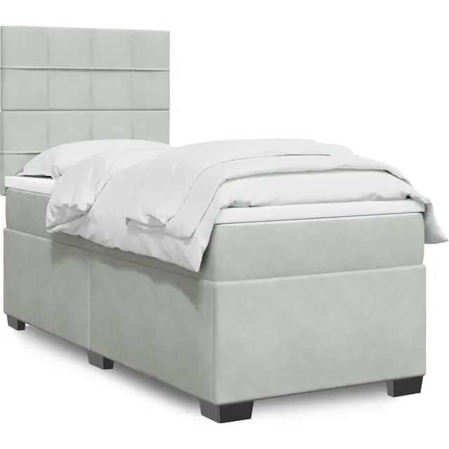vidaXL Boxspring met matras fluweel lichtgrijs 90x190 cm grijs